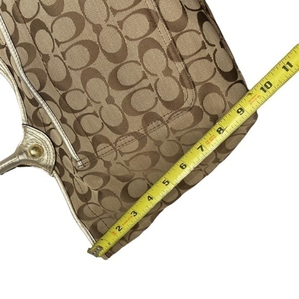 Coach Bleecker Rare Floral Signature Applique F16276 Gold Khaki Brown Tote - Picture 4 of 14